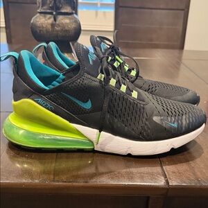 Nike Air Max 270 Black with Teal and Green Accents